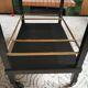 Art Deco wooden mirror and brass rolling service