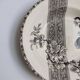 Hollow decorative plate Choisy-le-Roi black flowers and border