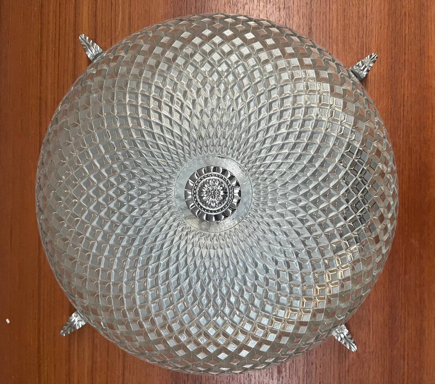 Pair of chiseled glass suspension ceiling lights