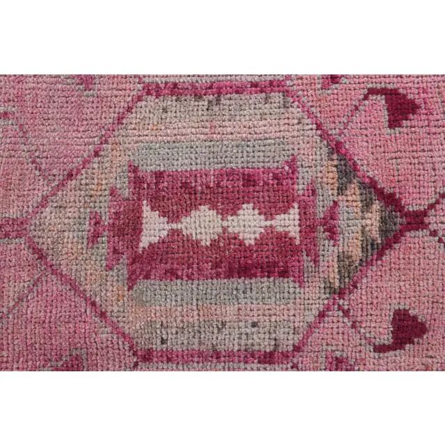Vintage Turkish Oushak Handmade Wool Cotton Pink Runner Rug 90x312