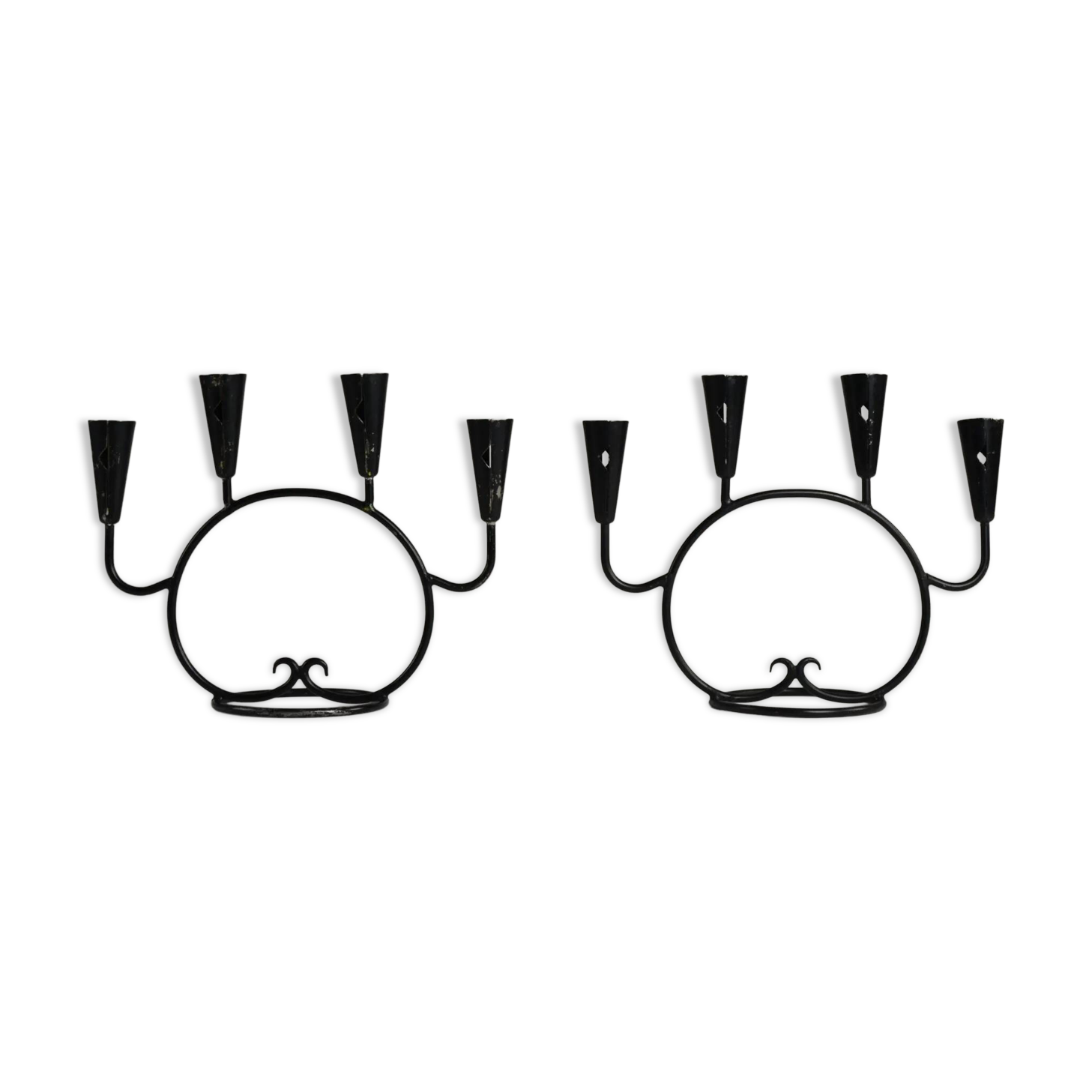 Pair of Candelabras by Nils “Kricke” Wahlström for Ystad-Metall, Sweden, 1950s