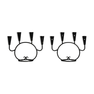 Pair of Candelabras by Nils “Kricke” Wahlström for Ystad-Metall, Sweden, 1950s