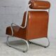 Space age armchair, metal and imitation leather. Circa 1960
