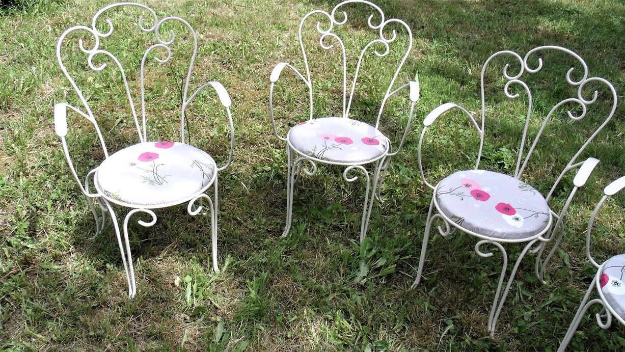 Lot of 5 armchairs for wrought iron garden lounge