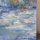 Blue landscape, riverbank, oil on canvas signed 1970