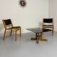 Vintage coffee table in wood and smoked glass, Scandinavian design, 70s