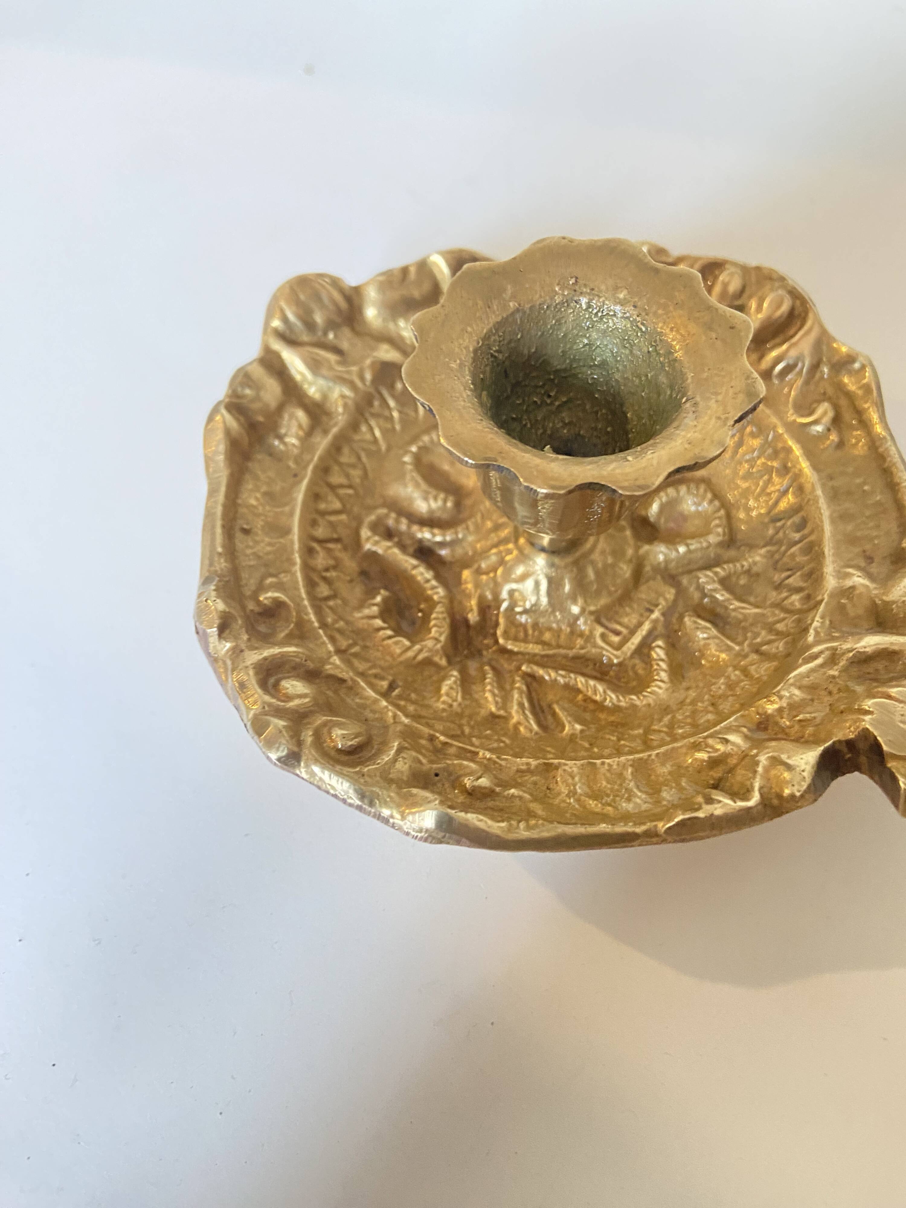 Antique Brass Candle Holder "Cell Rat" - Rustic Elegance