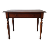 Mahogany desk with 1 drawer and beech legs