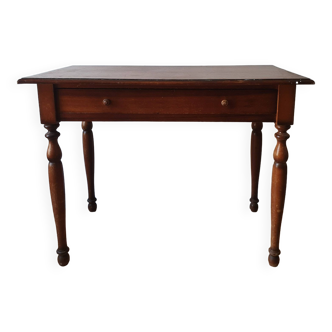 Mahogany desk with 1 drawer and beech legs