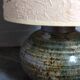 Lampe d'appoint vintage en grès émaillé, abat-jour herbier