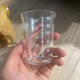 Vichy curist glass graduated in his leather and straw bag