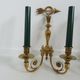 Pair of double wall lamps directoire style Lucien Gau in solid bronze gilded with bright gold