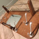 Wall cloakroom wood coat racks hooks aluminum vintage mirror