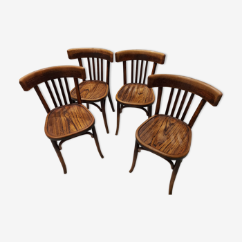 Suite de 4 chaises de bistrot Baumann vintage 1930