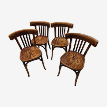 Suite of 4 chairs of Bistrot Baumann vintage 1930