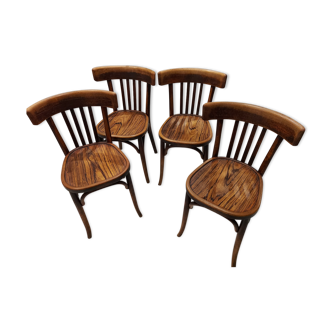 Suite of 4 chairs of Bistrot Baumann vintage 1930