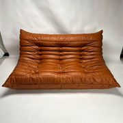 Togo Leather 3-Seaters Sofa attributed to Michel Ducaroy for Ligne Roset, 1992