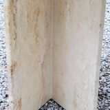Table basse design en travertin et verre fumé des années 70
