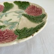 Antique compotier in slip decoration of chrysanthemums Onnaing late nineteenth