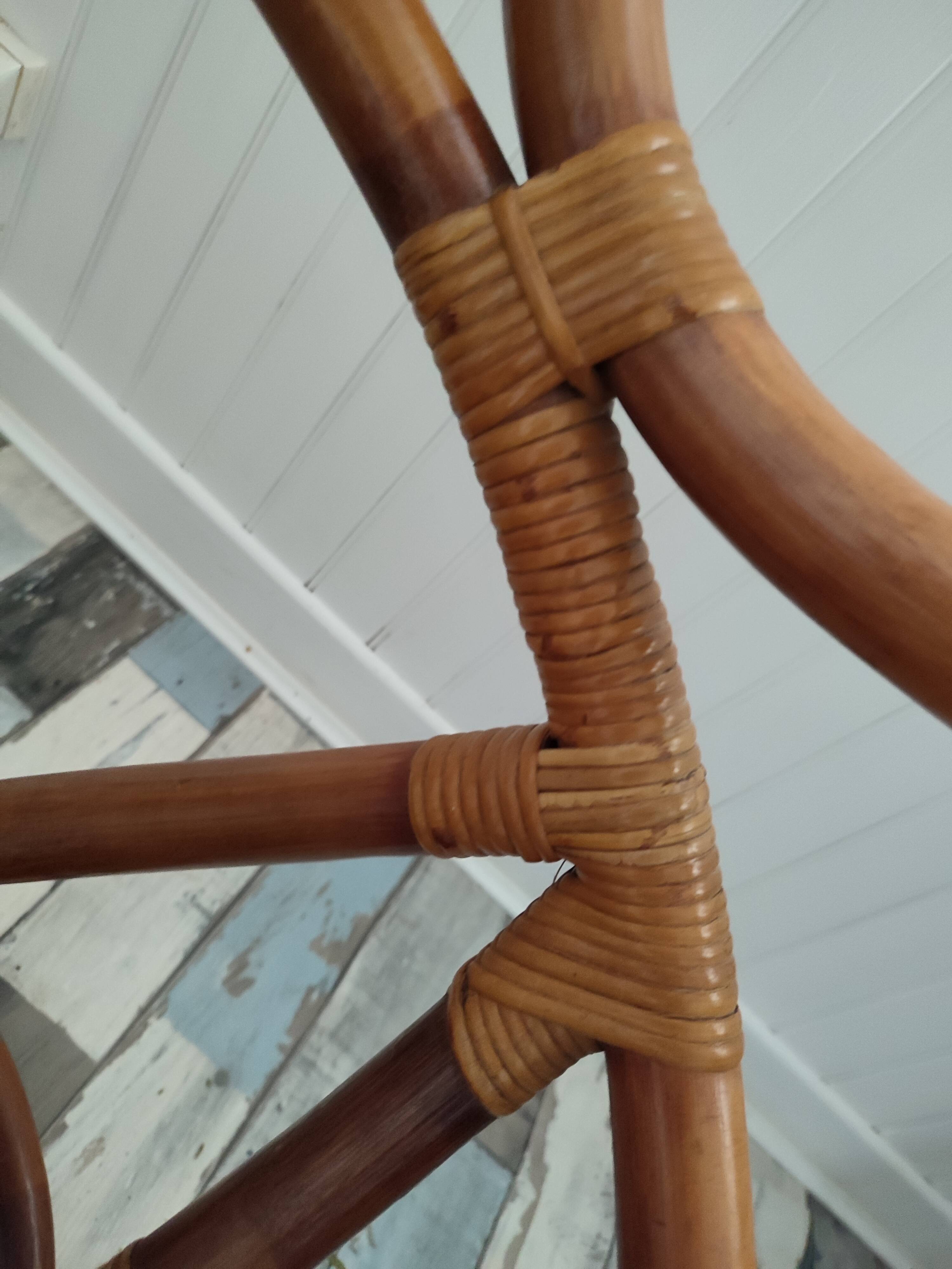 Fauteuil pivotant en bambou des années 70