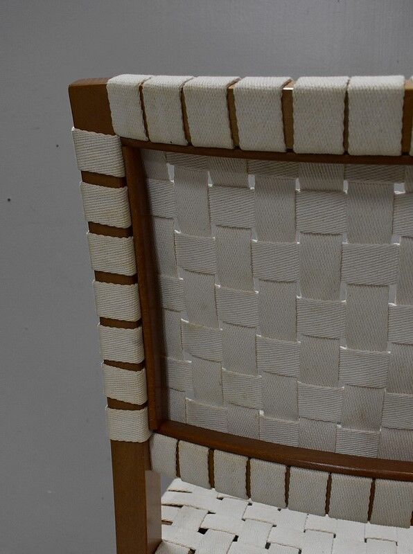 Suite of 6 vintage chairs in light beech late 20th