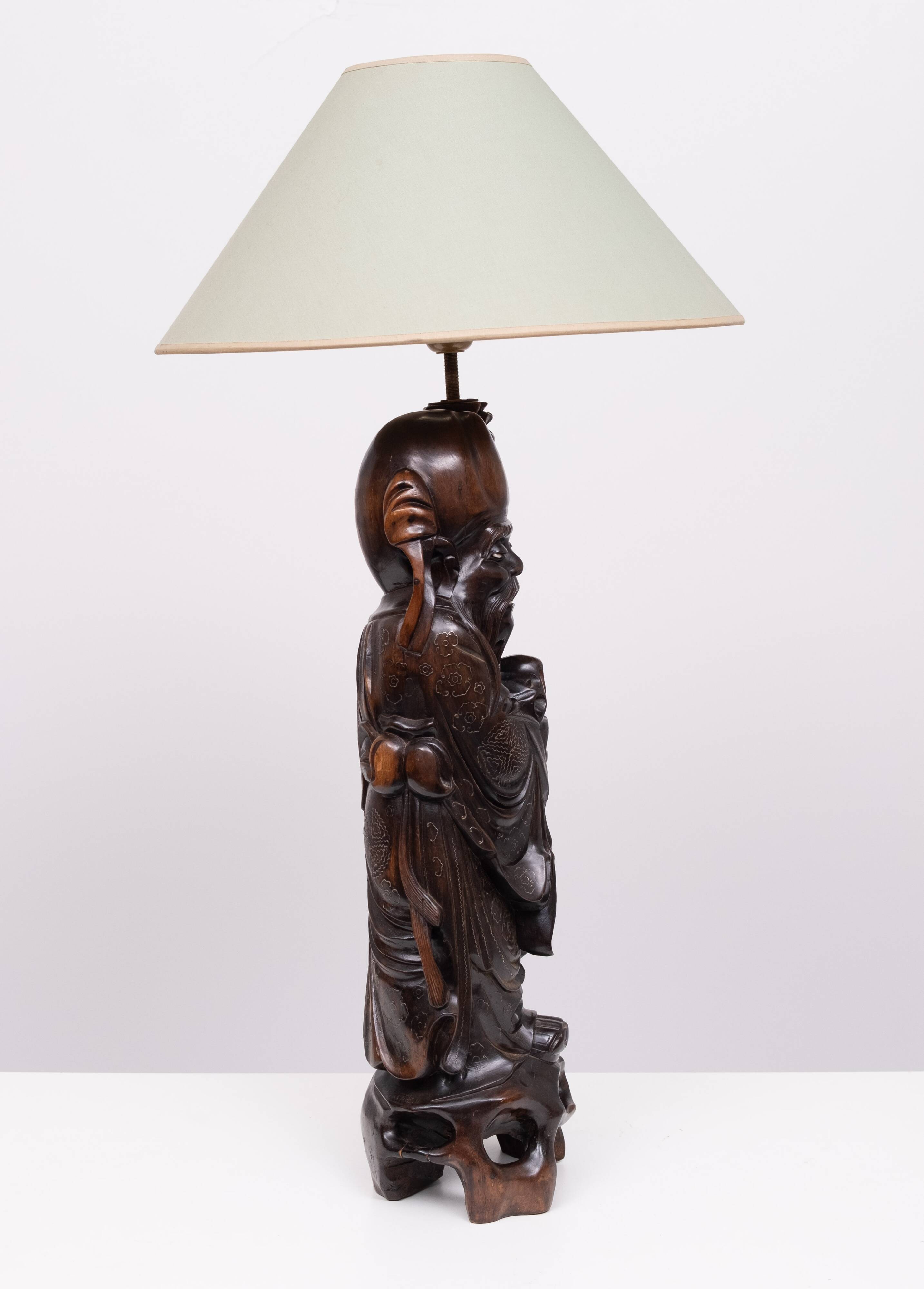 Table lamp Rosewood - Shoulao - God of Longevity Prosperety - China