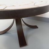 Vintage round coffee table from the 60s 70s by Raymond Corroyez in ceramic