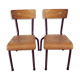 Duo de chaises d'école d'enfant marron