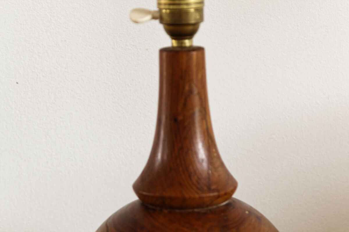 Turned wooden lamp foot signed