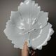 Large celadon porcelain vine leaf bowl by L. Michelaud, vintage Limoges