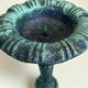 Vintage candlestick holder in patinated green-grey cast iron, 32.5 cm