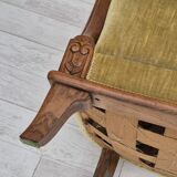 1960s, Danish armchair in original very good condition, furniture velour, oak wood.
