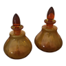 Duo de flacons en verre ambré avec bouchon en verre