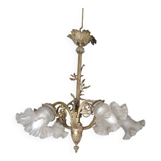 Old bronze chandelier 6 lights