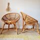 Pair of vintage basket chairs in rattan – Riviera style 1960