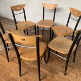 Series Set of 6 vintage bistro chairs in curved wood