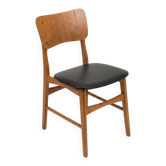 Vintage Scandinavian chair in teak and black faux leather by Kofod-Larsen, Denmark, 1960s.