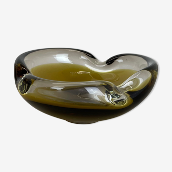 Large Murano Glass "Ochre" 1,1Kg Bowl Shell Ashtray Murano, Italy, 1970s