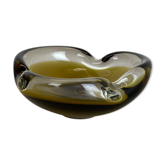 Large Murano Glass "Ochre" 1,1Kg Bowl Shell Ashtray Murano, Italy, 1970s
