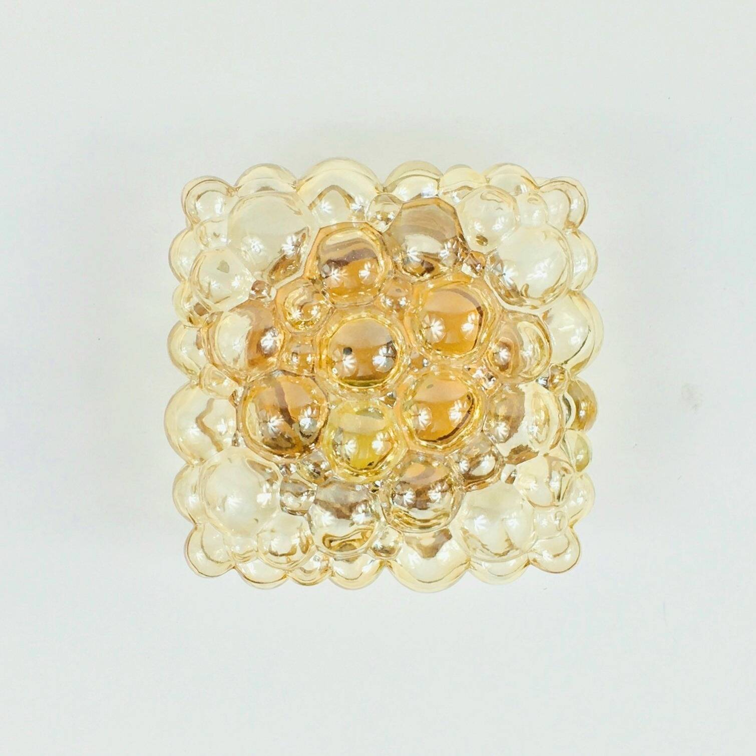 Plafonnier en verre ambré à bulles du milieu du siècle par H. Tynell pour Limburg, années 1970