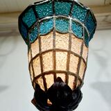 Suspension à lumière en verre bleu