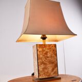 Lampe de table vintage en bois de loupe, 1970