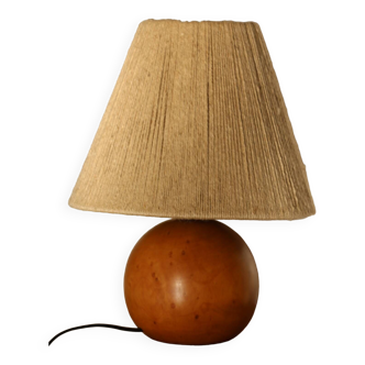 Lampe bois avec abat-jour corde 400mm