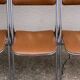 4 folding chairs chromed metal and Skaï fawn 1970
