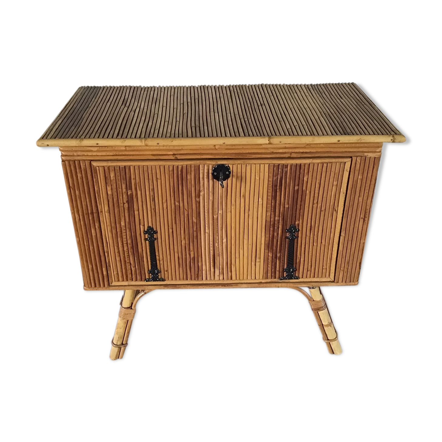 Rattan and bamboo bar cabinet