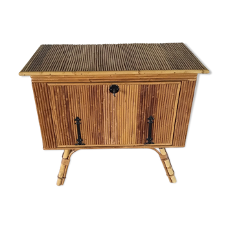 Rattan and bamboo bar cabinet