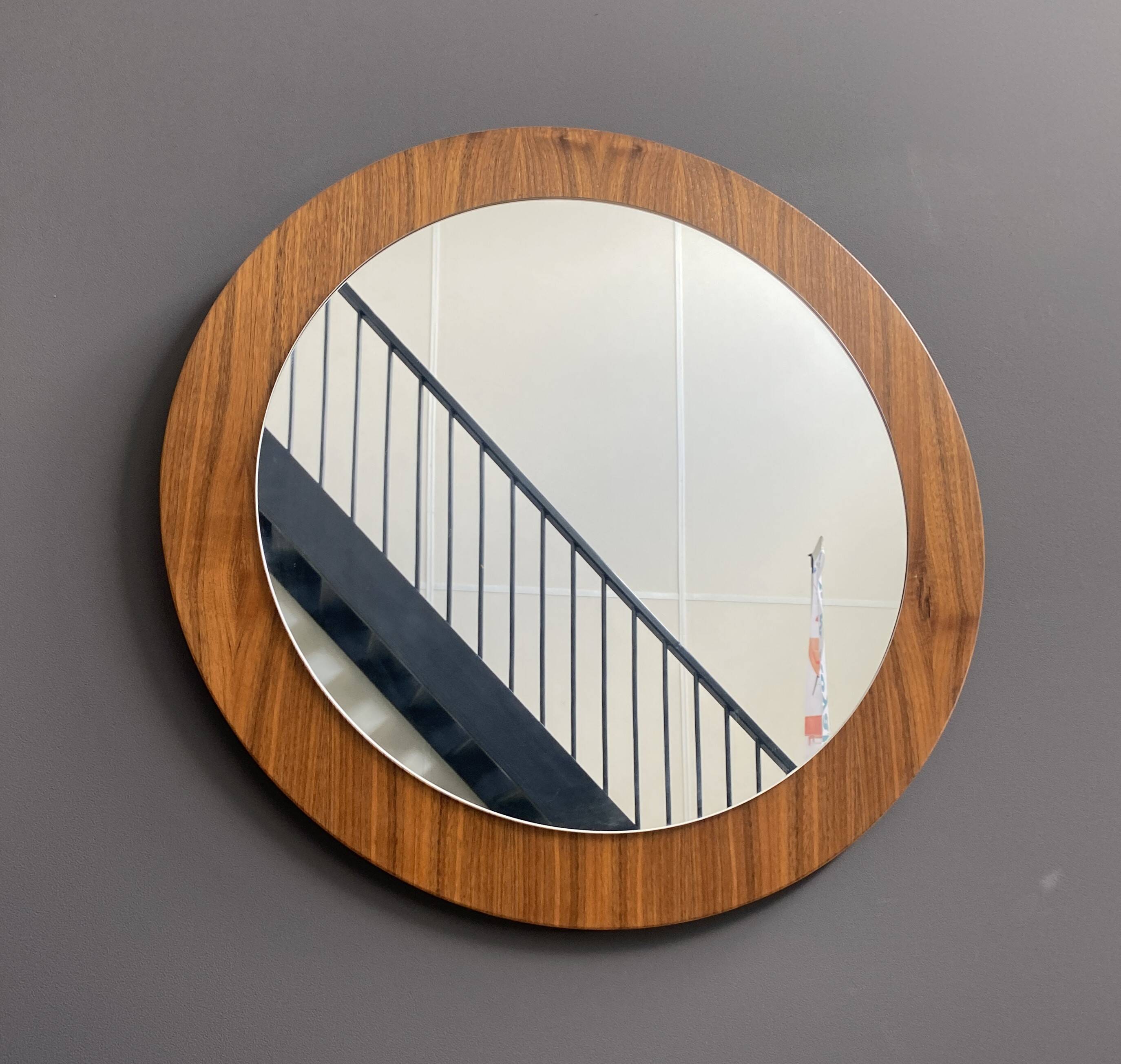 round wood mirror