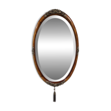 Art Deco Flamed Mahogany Oval Mirror Circa 1910