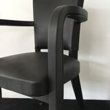 Leather-wrapped black bridge chair