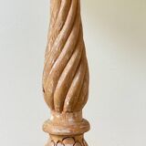 Vintage lamp carved wood and fabric